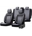 Sitzbezug Comfortline Leder Schwarz/Grau 11-teiliges universal Set Airbag tauglich
