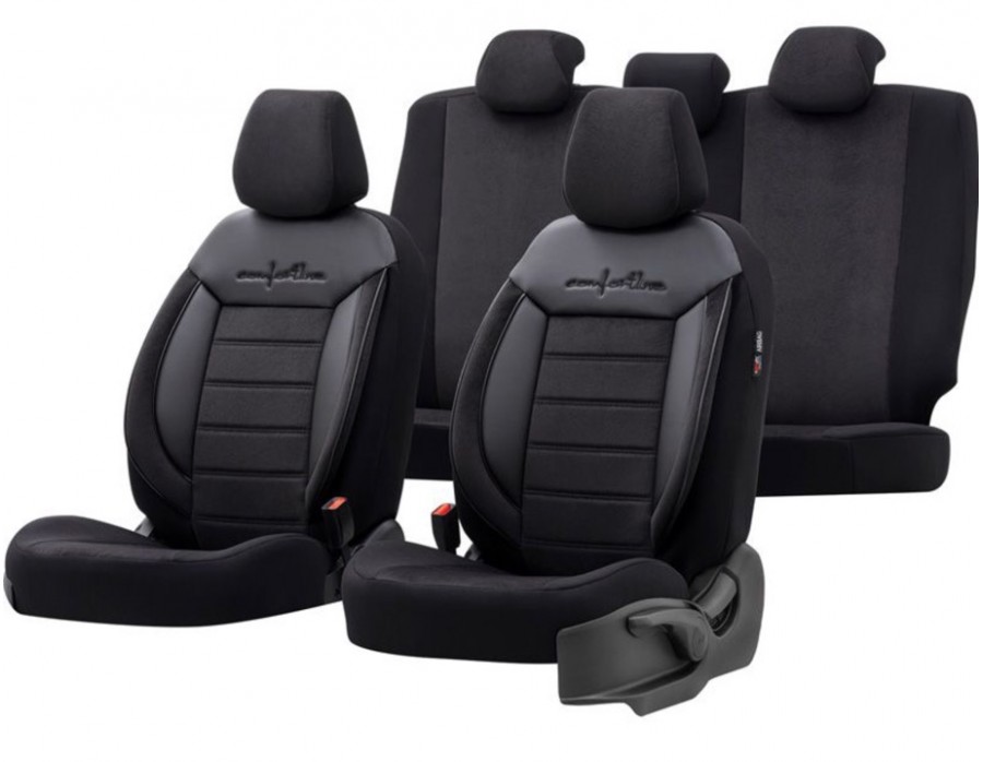 Sitzbezug Comfortline Velour Schwarz 11-teiliges universal Set Airbag  tauglich