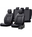 Sitzbezug Comfortline Leder Schwarz/Grau weisser Rand 11-teiliges universal Set Airbag tauglich