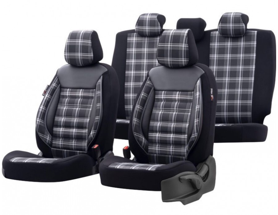 Akhan SB201 SB401 - Qualität Auto Sitzbezug Sitzbezüge Schonbezüge  Schonbezug mit Seitenairbag Schwarz / Grau