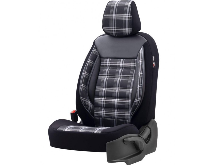 Sitzbezug Sportline Stoff Schwarz/Grau 11-teiliges universal Set Airbag  tauglich