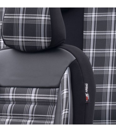 Universelle Leder/Stoff Sitzbezüge 'Comfortline' Schwarz/Grau - 11-Teilig-  - passend für Side-Airbags AutoStyle - #1 in auto-accessoires