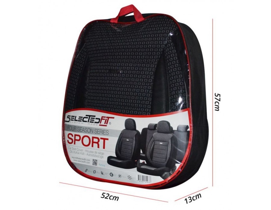 Sitzbezug Sport-Fit Stoff Schwarz 11-teiliges universal Set Airbag tauglich