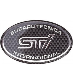 Subaru STi Oval chrom Emblem Carbon-Look