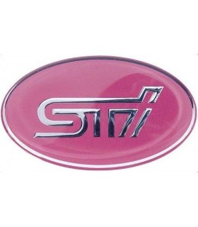 Subaru STi Oval chrom Emblem pink