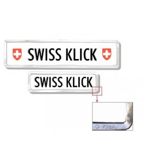 Swissklick Nummernhalter Langformat. Glanzchrom Swissklick