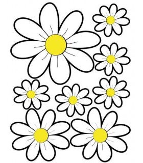 Car Tattoo Aufkleber Flowers weiss/gelb