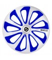4er Set Radkappen - Radzierblenden Sparco Sicilia Design 14 Zoll Silber/Blau Carbonlook