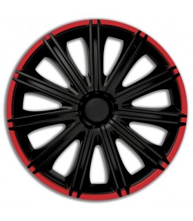 4er Set Radkappen - Radzierblenden Nero Design 15 Zoll Schwarz mit rotem Rand