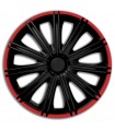 4er Set Radkappen - Radzierblenden Nero Design 15 Zoll Schwarz mit rotem Rand