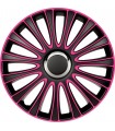 4er Set Radkappen - Radzierblenden LeMans Design 13 Zoll Schwarz/Pink