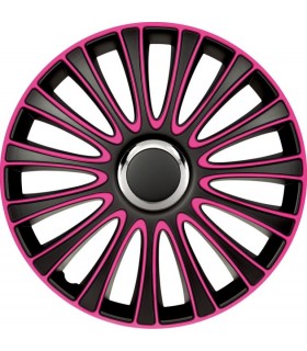 4er Set Radkappen - Radzierblenden LeMans Design 14 Zoll Schwarz/Pink
