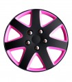 4er Set Radkappen - Radzierblenden Michigan Design 13 Zoll Schwarz matt/Pink